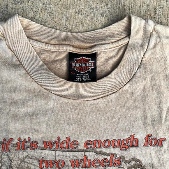 Harley Davidson American Road Map Outline Mocha T Shirt - Picture 3 of 8